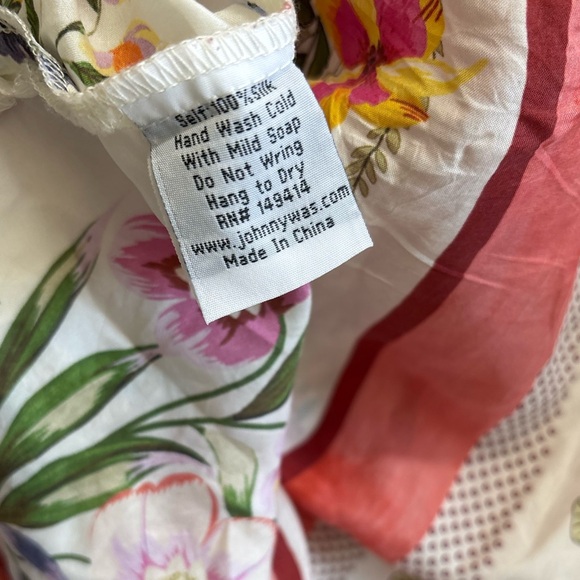 Johnnie Was Rosemarie Silk Tunic Women’s Large Boho Floral Print Blouse - Picture 6 of 6